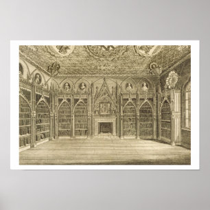 The Library, engraved by Godfrey, from 'Descriptio Poster