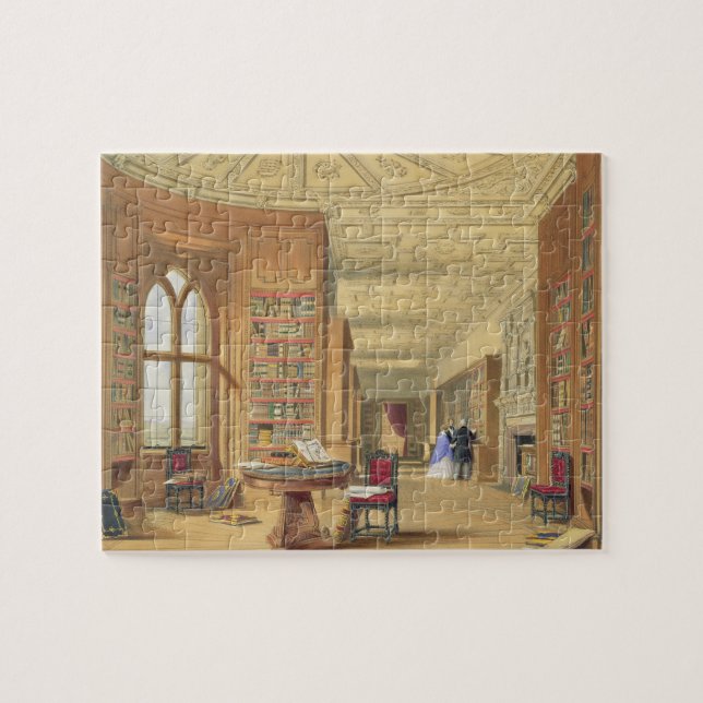 The Library, Windsor Castle, 1838 (colour litho) Jigsaw Puzzle (Horizontal)