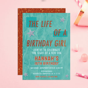 The Life of a Birthday Girl Showgirl Birthday Invitation
