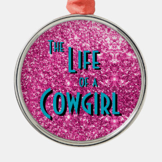 The Life of a Cowgirl - Pink Glitter Version Metal Tree Decoration