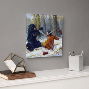 The Life of a Hunter A Tight Fix Arthur Tait 1856 Square Wall Clock