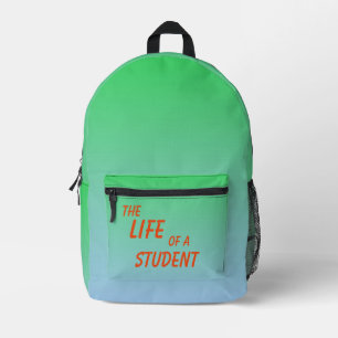 The Life of A Student Green Gradient Printed Backpack