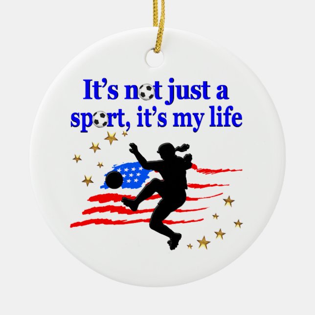 THE LIFE OF A USA SOCCER PLAYER DESIGN CERAMIC TREE DECORATION (Front)