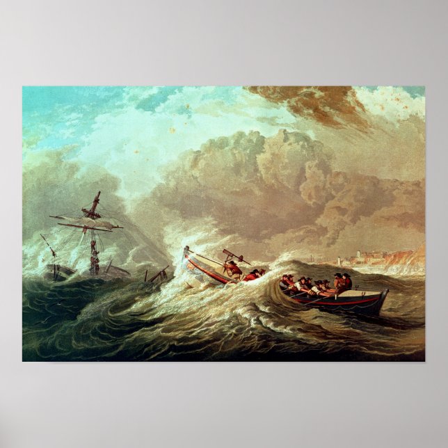 The Lifeboat off Tynemouth Bay Poster (Front)