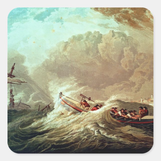 The Lifeboat off Tynemouth Bay Square Sticker (Front)