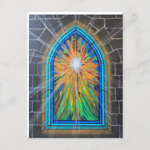 The Light 3 Church Stained Glass Postcard