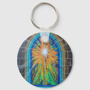 The Light 3 Church Stained Glass Window    Key Ring