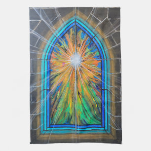 The Light 3 Church Stained Glass Window       Tea Towel