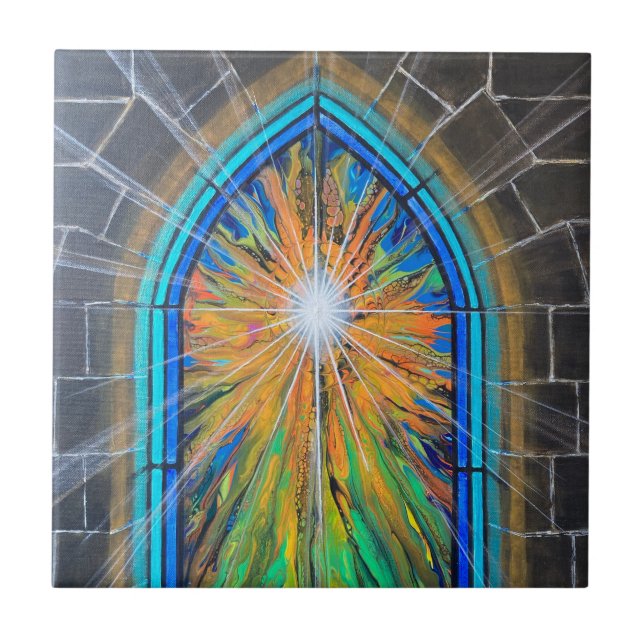 The Light 3 Church Stained Glass Window     Tile (Front)
