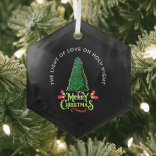 THE LIGHT OF LOVE ON HOLY NIGHT GLASS TREE DECORATION
