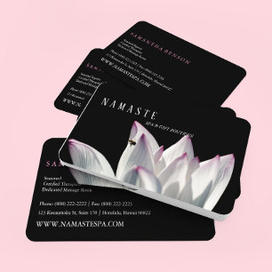 The Light   Pinkish White Lotus Flower on Black © Business Card