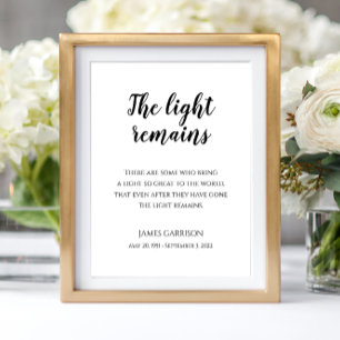 The Light Remains Quote Memorial Service Poster