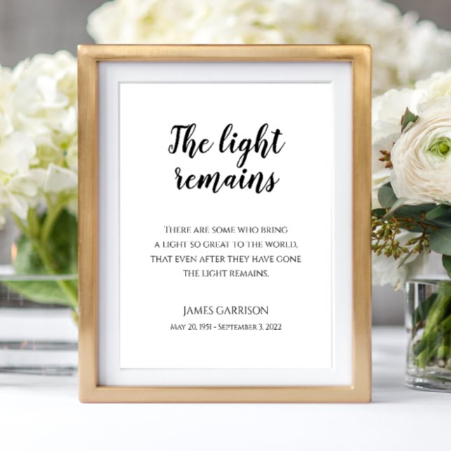 The Light Remains Quote Memorial Service Poster (Creator Uploaded)