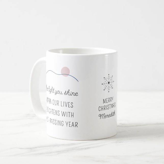 The Light You Shine Merry Christmas Coffee Mug (Front Left)