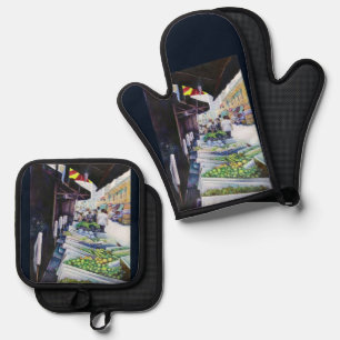 The Lighter Side of Lavender Street, Singapore Oven Mitt & Pot Holder Set
