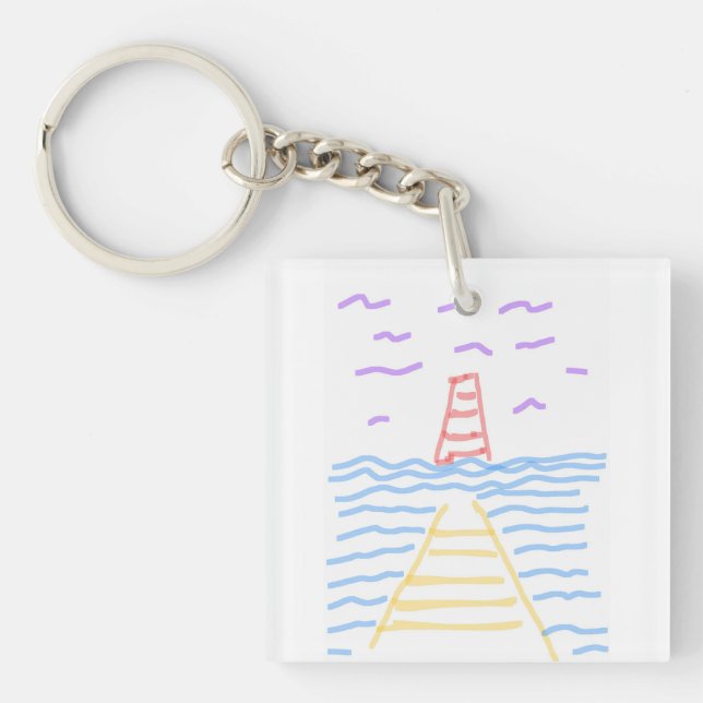 The Lighthouse and the Pier Acrylic Keychain (Front)
