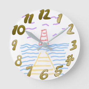 The Lighthouse and the Pier Round Clock