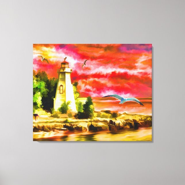 The Lighthouse and the Seagulls Canvas Print (Front)