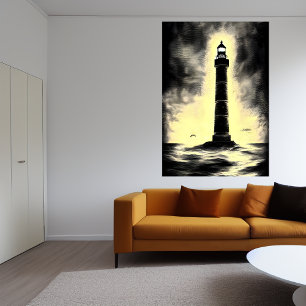 The Lighthouse at the sea   AI Art Poster
