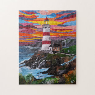 The Lighthouse in the Painted Sky by Alfred Fox Jigsaw Puzzle