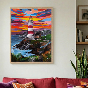 The Lighthouse in the Painted Sky by Alfred Fox Poster