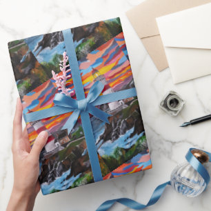 The Lighthouse in the Painted Sky by Alfred Fox Wrapping Paper