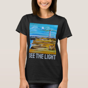 The Lighthouse on the Beach Painting by Alfred Fox T-Shirt
