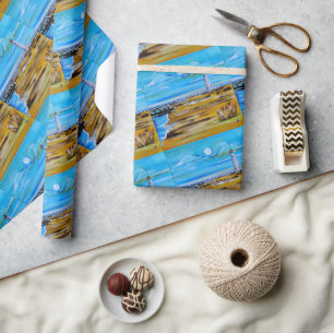 The Lighthouse on the Beach Painting by Alfred Fox Wrapping Paper