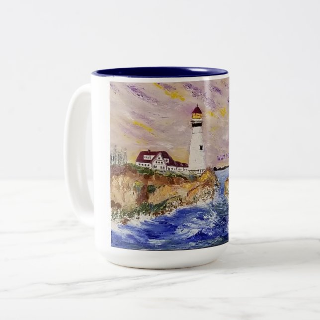 The Lighthouse Two-Tone Coffee Mug (Front Left)