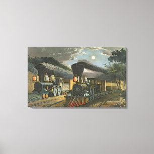 The Lightning Express Trains, 1863 Canvas Print