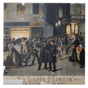 'The Lights O' London' (colour litho) Tile