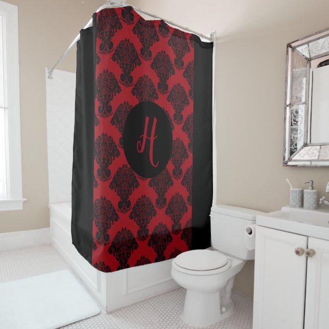 The Lillian ~ Monogram - H ~ Shower Curtain (In Situ)