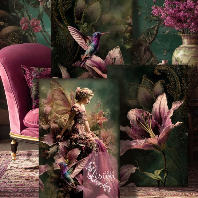 The Lily Fairy Tale Fantasy Hummingbird & Floral Wrapping Paper Sheet (The Lilli, Fairy Tale Fantasy, Mix and Match, Heavy Weight Decoupage and Craft Set )