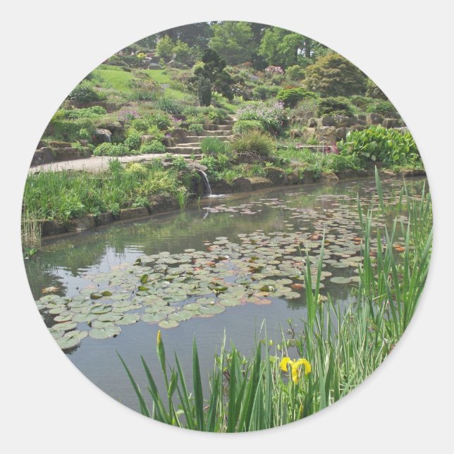 The Lily Pond at RHS Wisley Classic Round Sticker (Front)