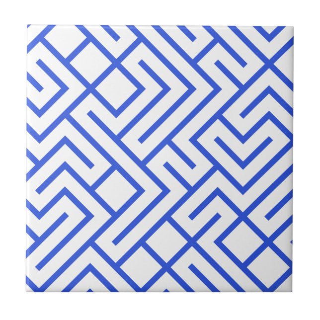 The Lined Labyrinth Type Blue Pattern Tile (Front)
