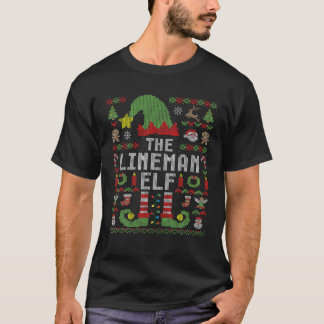 The Lineman Elf Ugly Christmas Matching Family Gro T-Shirt