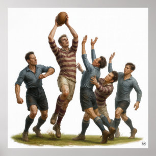 The lineout -  Vintage Rugby Print