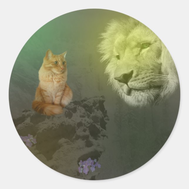 The Lion And The Cat, Round Stickers (Front)