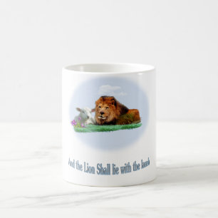 The lion and the lamb art coffee mug