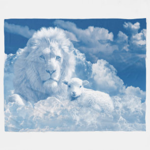 The Lion and The Lamb Formed From Clouds Fleece Blanket