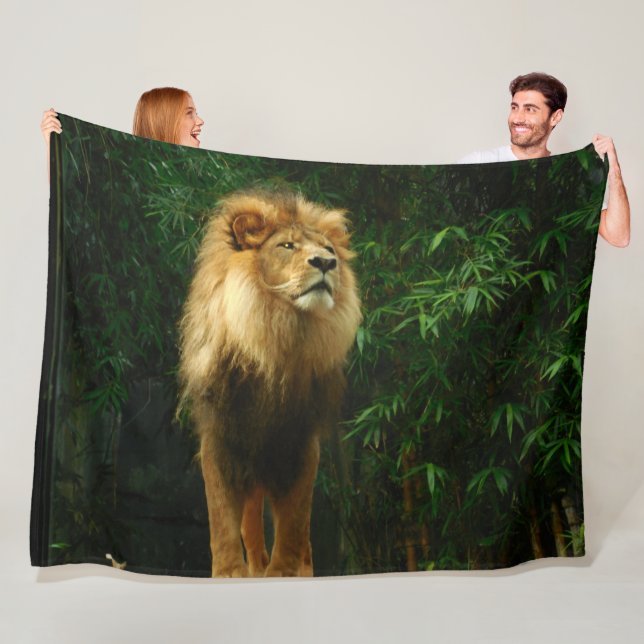 The LION, KING of the JUNGLE Fleece Blanket (In Situ)