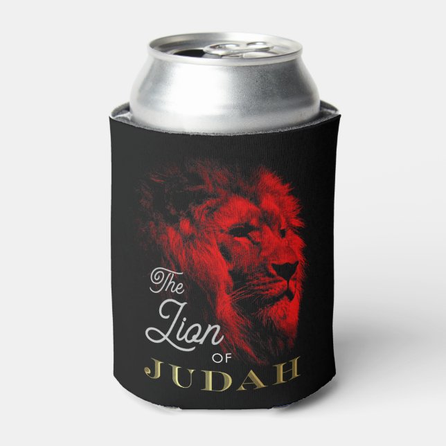 The Lion of Judah Black Red Gold Christian Can Cooler (Can Front)