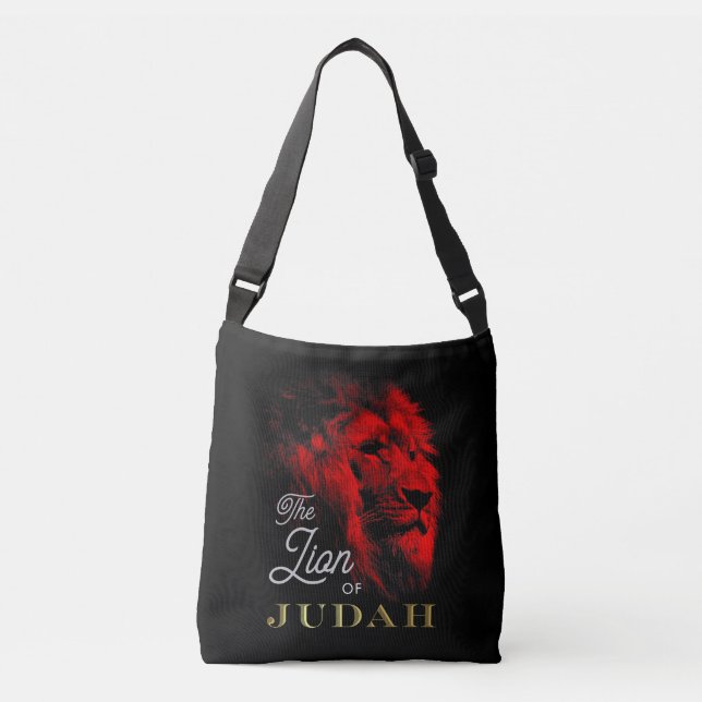 The Lion of Judah Black Red Gold Christian Crossbody Bag (Front)