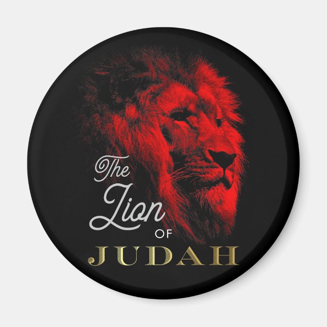 The Lion of Judah Black Red Gold Christian Magnet (Front)