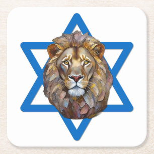 The Lion Of Judah Square Paper Coaster