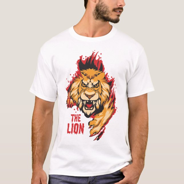 “The Lion: Roaring Fury in Flames”T-Shirt T-Shirt (Front)