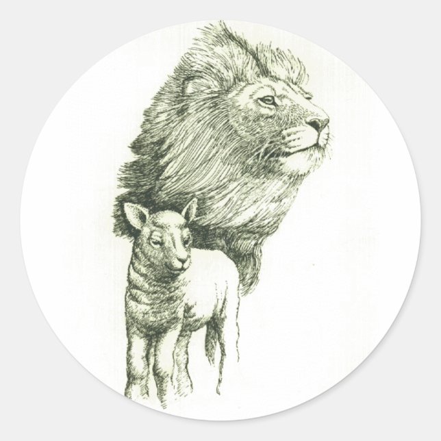 THE LION & THE LAMB CLASSIC ROUND STICKER (Front)