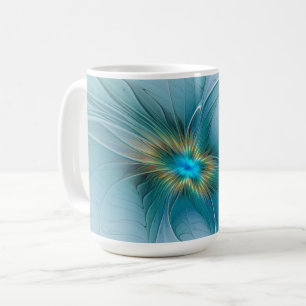The little Beauty Modern Blue Gold Fractal Flower Coffee Mug