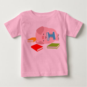 The Little Book Lover (Cartoon Pig) Baby T-Shirt