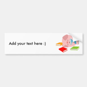 The Little Book Lover (Cartoon Pig) Bumper Sticker